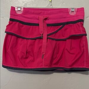 Lululemon Pink and Charcoal Gray Trim Tennis Skirt with Ruffle Detail Woman 4